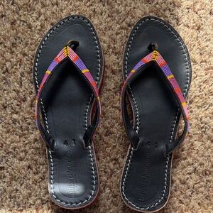 Vibrant Beaded Black Sandals 10